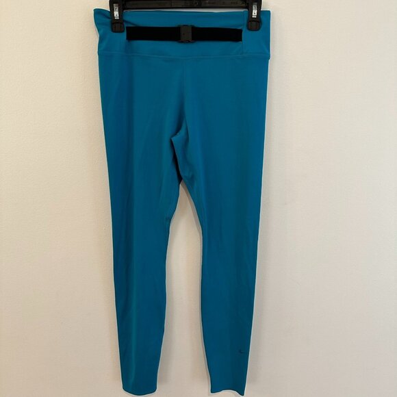 NIKE DRI-FIT TEAL LEGGINGS WOMENS SIZE MEDIUM CROPPED - Picture 2 of 10